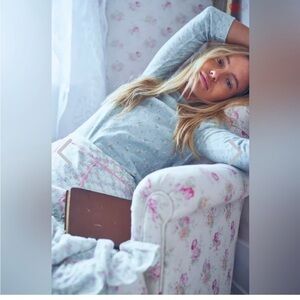 LoveShackFancy Yulia Diamond Detail Top Sparkling Brook Green White Size Large